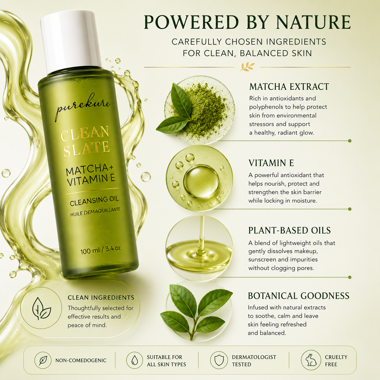 Matcha + Vitamin E Cleansing Oil (100ml)