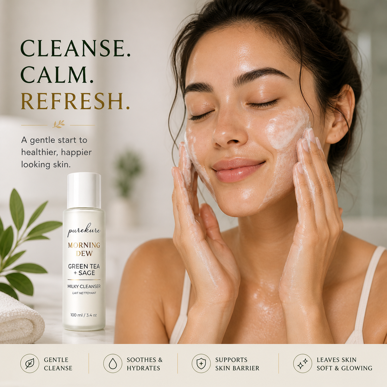 Green Tea + Sage Milky Cleanser (100ml)